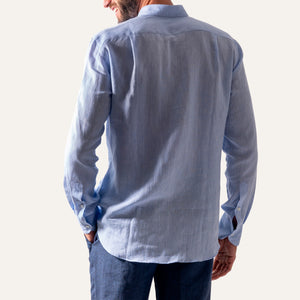 Camisa Casual Lino Celeste