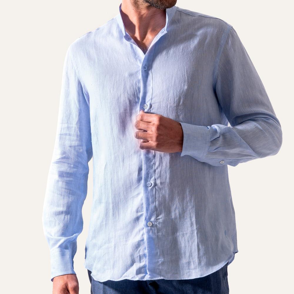 Casual Linen Shirt Light Blue