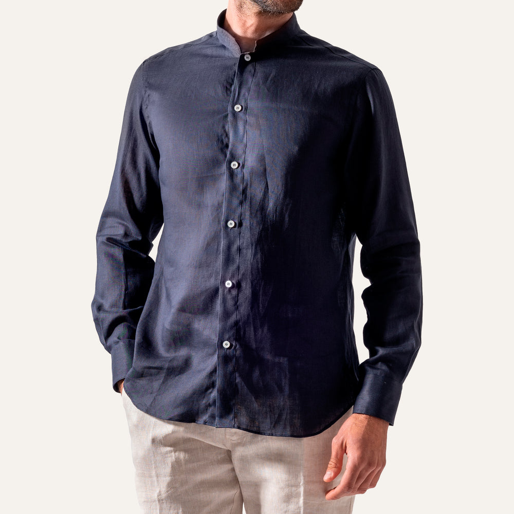 Casual Linen Shirt Navy