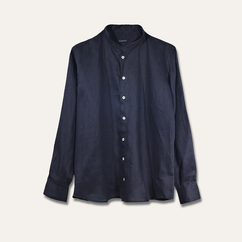 Casual Linen Shirt Navy
