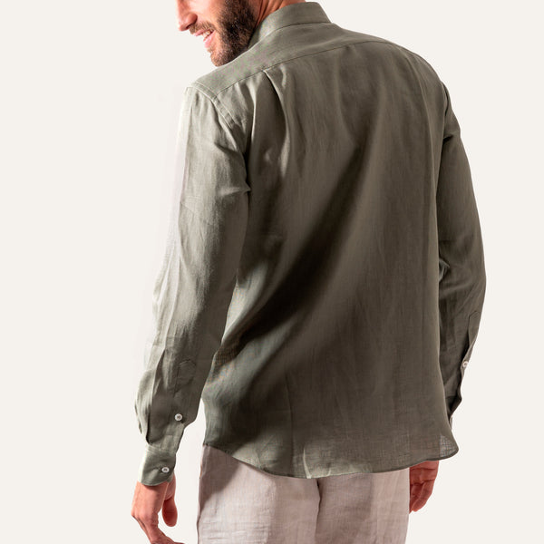 Chemise décontractée en lin olive