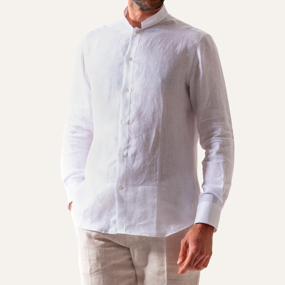 Casual Linen Shirt White - Shirt_Man - KAMPOS