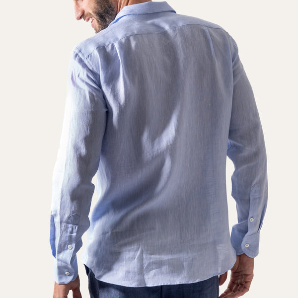 Camicia Classica in Lino Azzurro