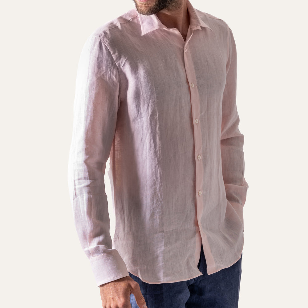 Classic Linen Shirt Pink - Shirt_Man - KAMPOS