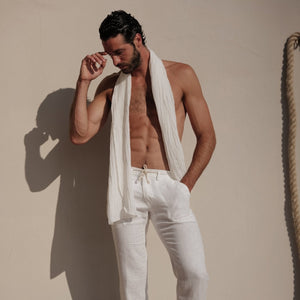 Linen Pants White - Pants_Man - K A M P O S