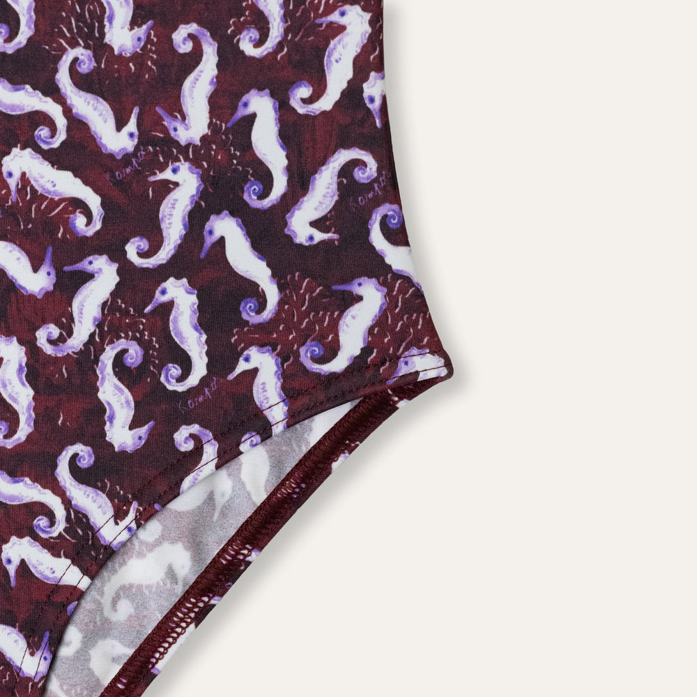 Olympic Seahorse Burgundy (Kids) - Onepiece_Kids - K A M P O S