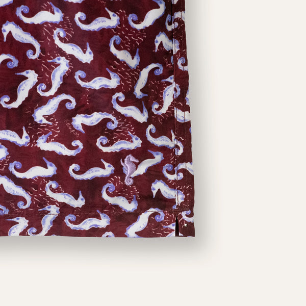 Swim Shorts Long Seahorse Burgundy - Swimshorts_Man - K A M P O S
