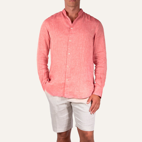 Casual Linen Shirt Coral - Shirt_Man - KAMPOS