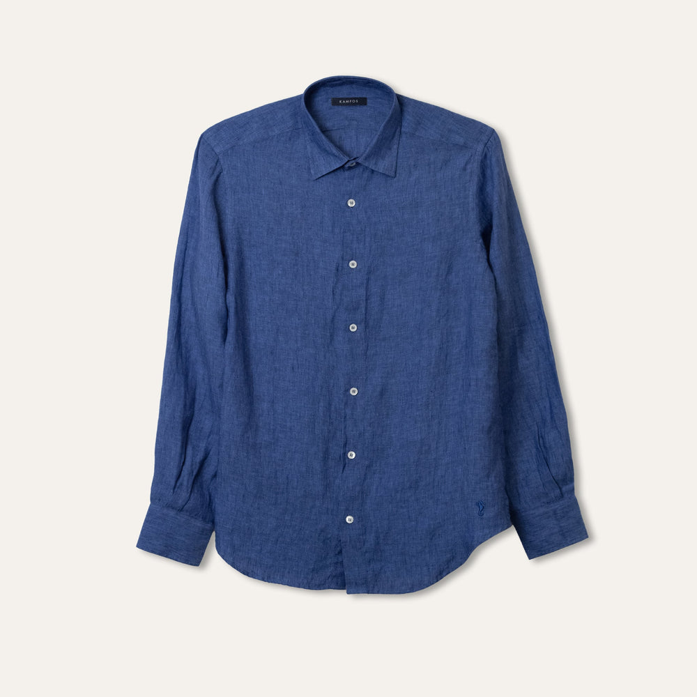 Classic Linen Shirt Jeans - Shirt_Man - KAMPOS