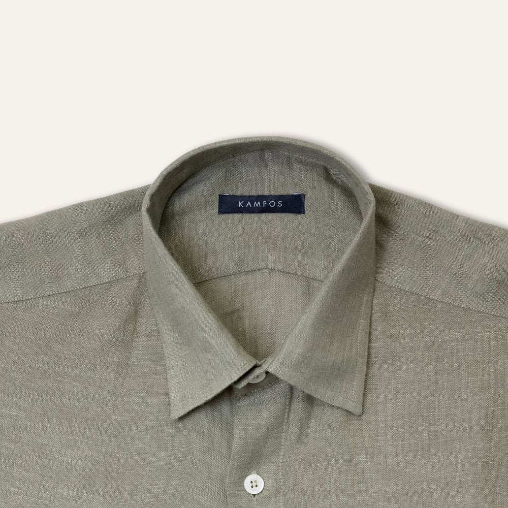 Classic Linen Shirt Olive - Shirt_Man - KAMPOS