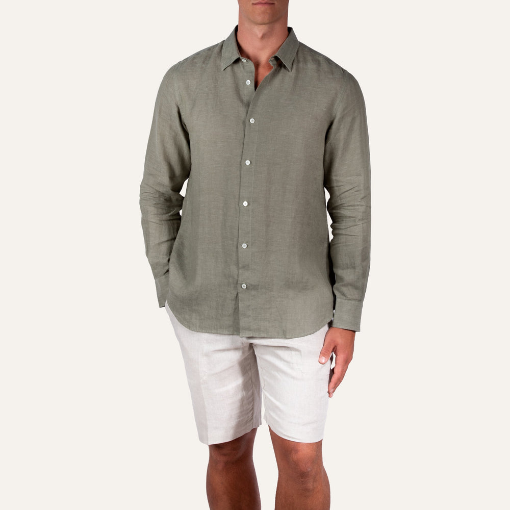 Classic Linen Shirt Olive - Shirt_Man - KAMPOS