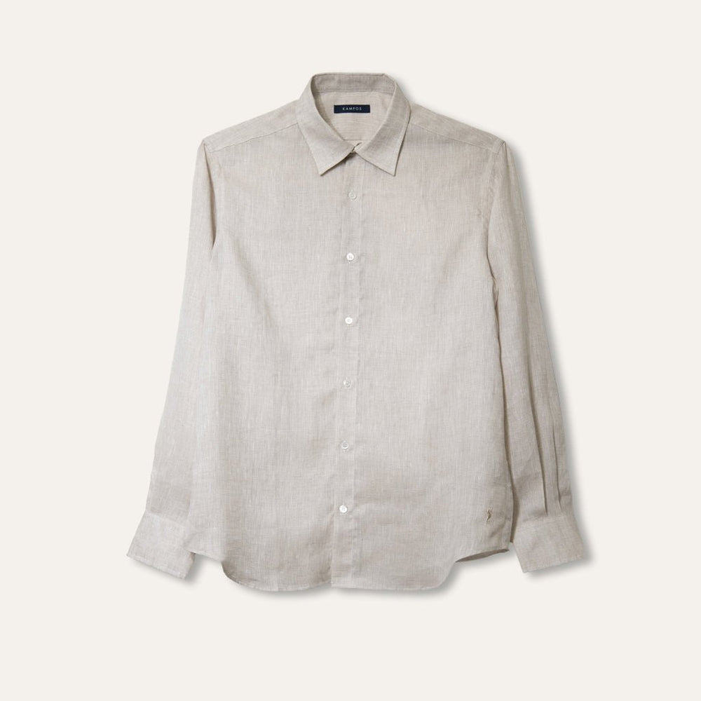 Classic Linen Shirt Sand - Shirt_Man - KAMPOS