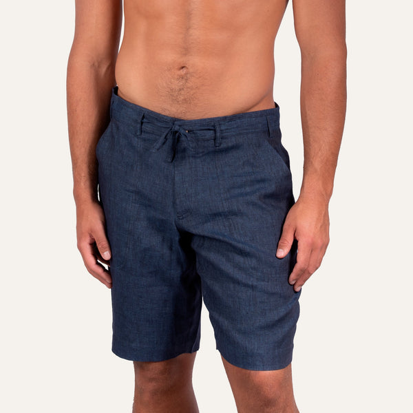 Linen Bermuda Shorts Navy - Shorts_Man - KAMPOS