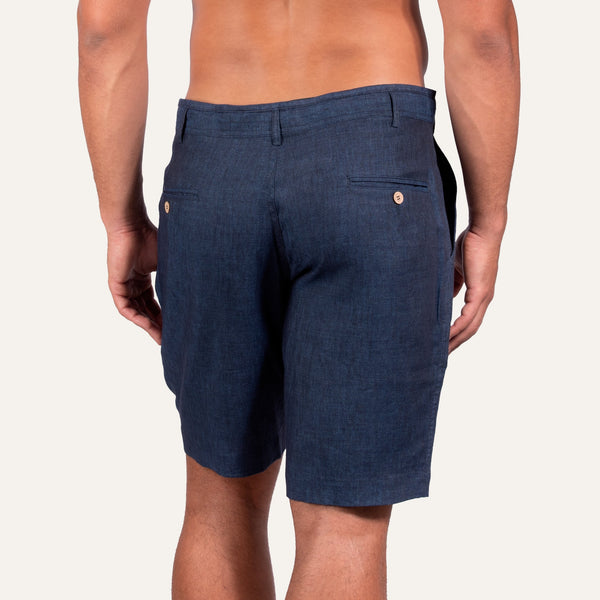 Linen Bermuda Shorts Navy - Shorts_Man - KAMPOS