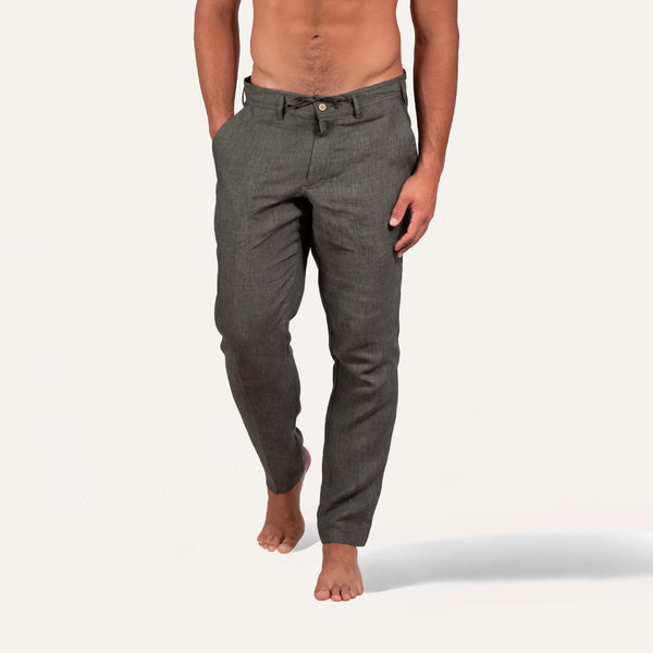 Linen Pants Olive - Pants_Man - KAMPOS