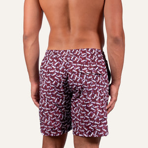 Swim Shorts Long Seahorse Burgundy - Swimshorts_Man - KAMPOS