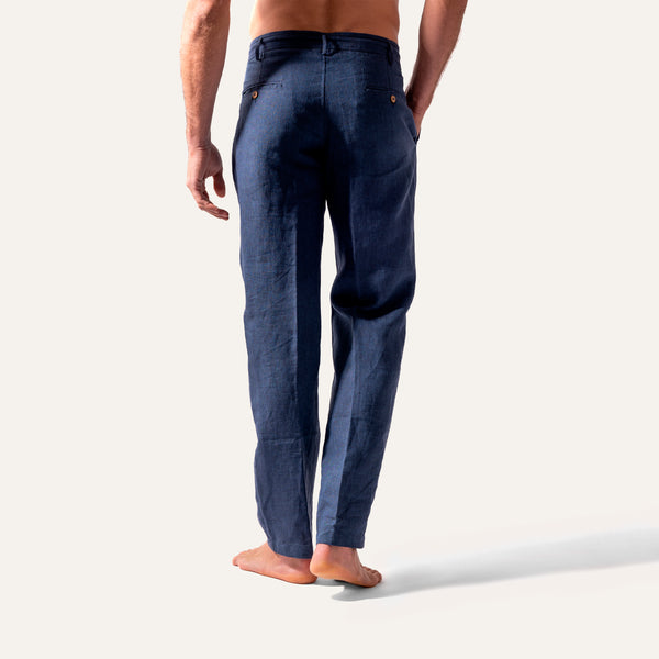 Pantaloni di lino blu scuro