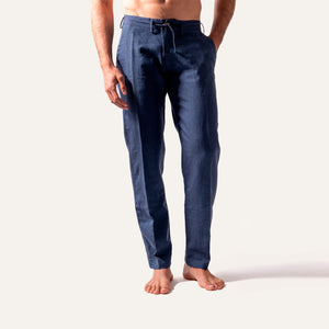 Pantaloni di lino blu scuro