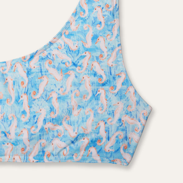 One-Shoulder Top Seahorse Turquoise