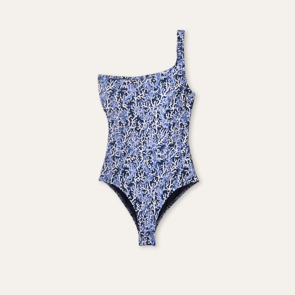 One-Shoulder One Piece Coral Deep