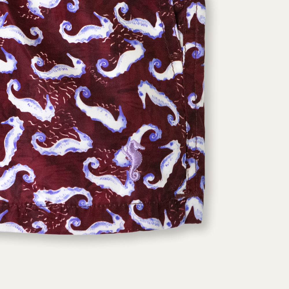 Swim Shorts Seahorse Burgundy (Kids) - Swimshorts_Kid - KAMPOS