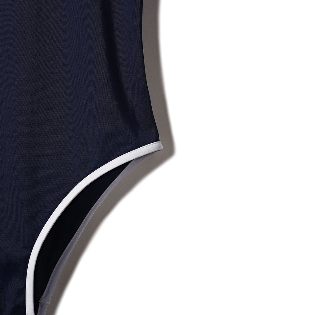 Olympic Style Swimsuit Navy (White) - Onepieceswimsuit_Woman - KAMPOS